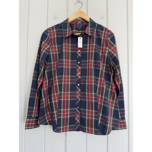 NWT Talbot's Classic Shirt 14P Petite Scenic Plaid Tartan Green Red NEW